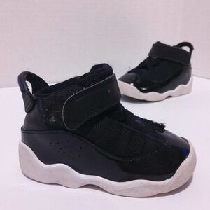 AIR JORDAN 6 RINGS RETRO “PATENT LEATHER” BLACK/WHITE (TDS) SIZE 6C (323420-016)